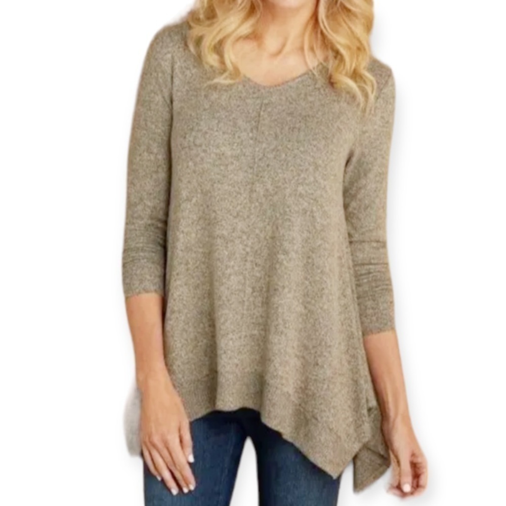 Soft Surroundings Women’s Medium Cloud Nine Tunic Sweater Top V Neck Long Sleeve